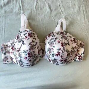 Cacique White Floral Print Lightly Lined Full Coverage Underwire Plus Size Bra